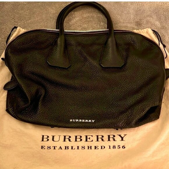 Burberry Greenwood Black Pebbled Leather Bowling Bag in EUC with dust bag - Picture 1 of 11